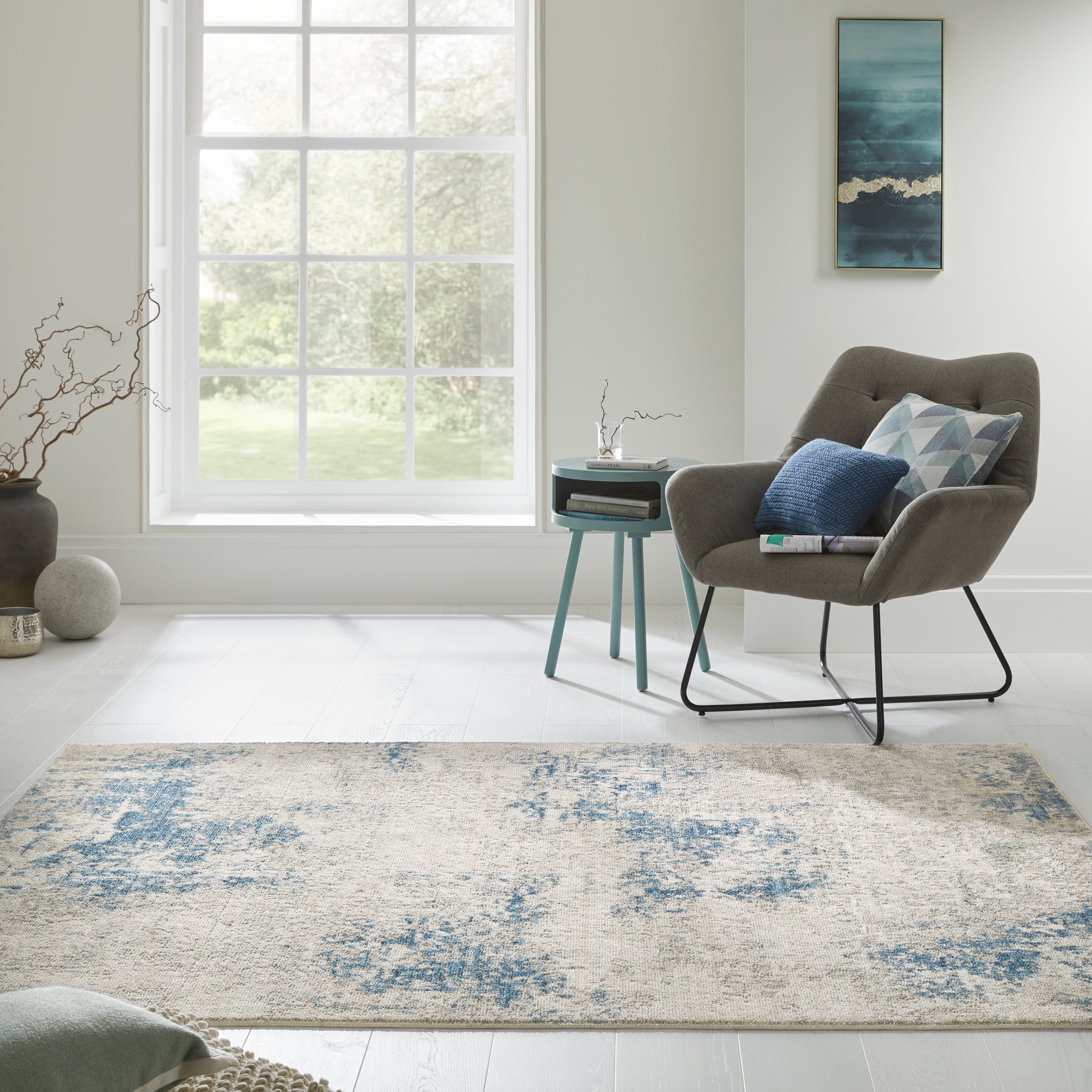 Concept Looms Rossa ROS03 Ivory/Blue Large Rectangle Rug
